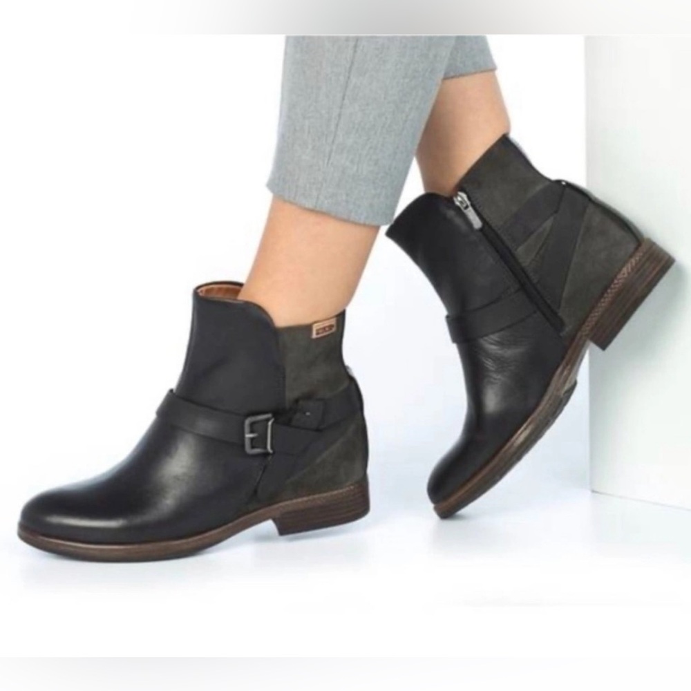 Pikolinos Ordinos Ankle boot with Leather accent strap & buckle, sz 36